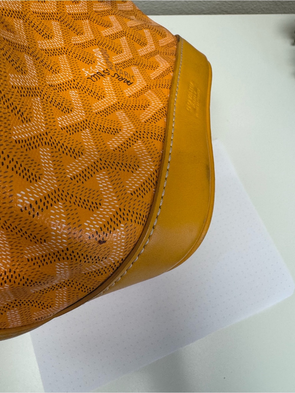 Yellow Goyard Chevron Drawstring Bucket Bag - Picture 8 of 9